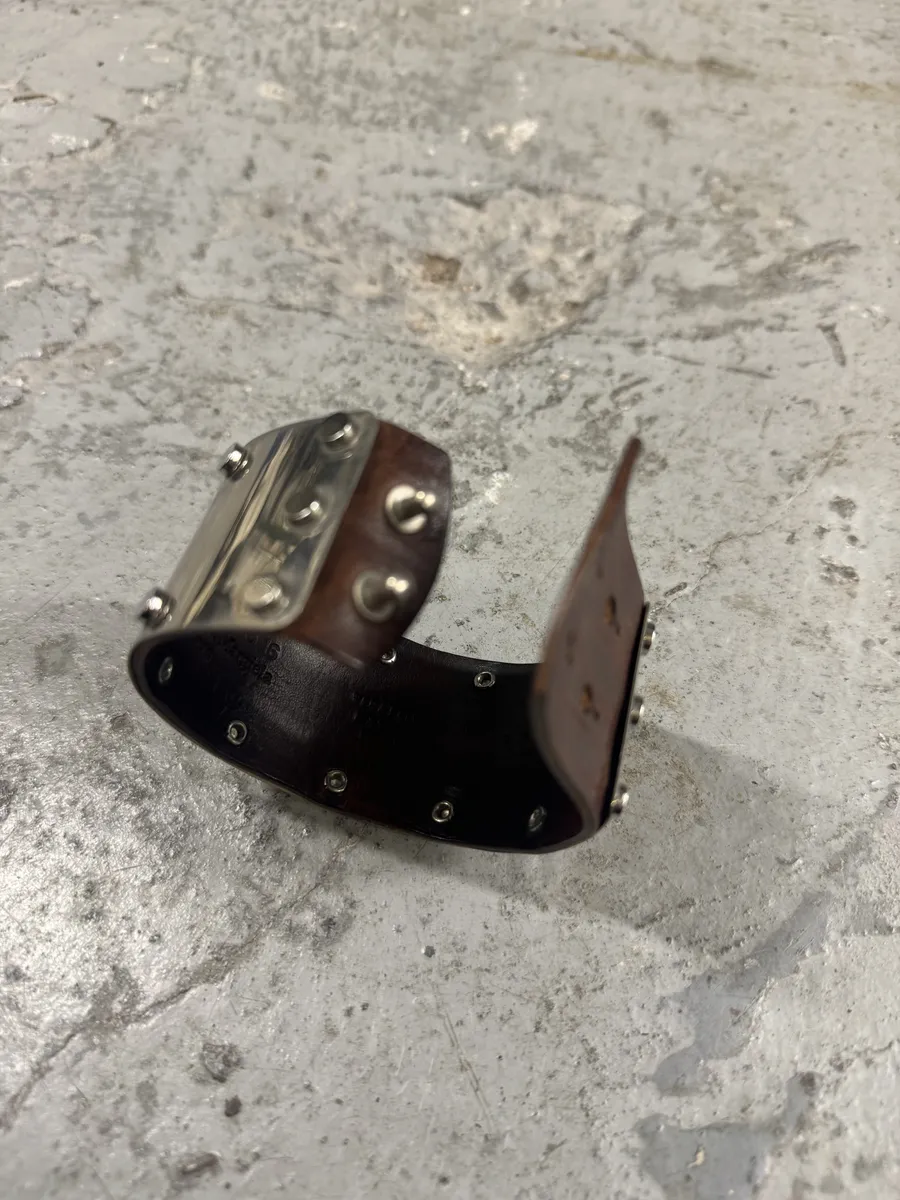 Maison Margiela Brown Leather Metallic Avant-Garde Bracelet - Image 8