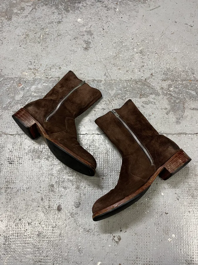 Maison Margiela Brown Suede Leather Ankle Boots - Image 3