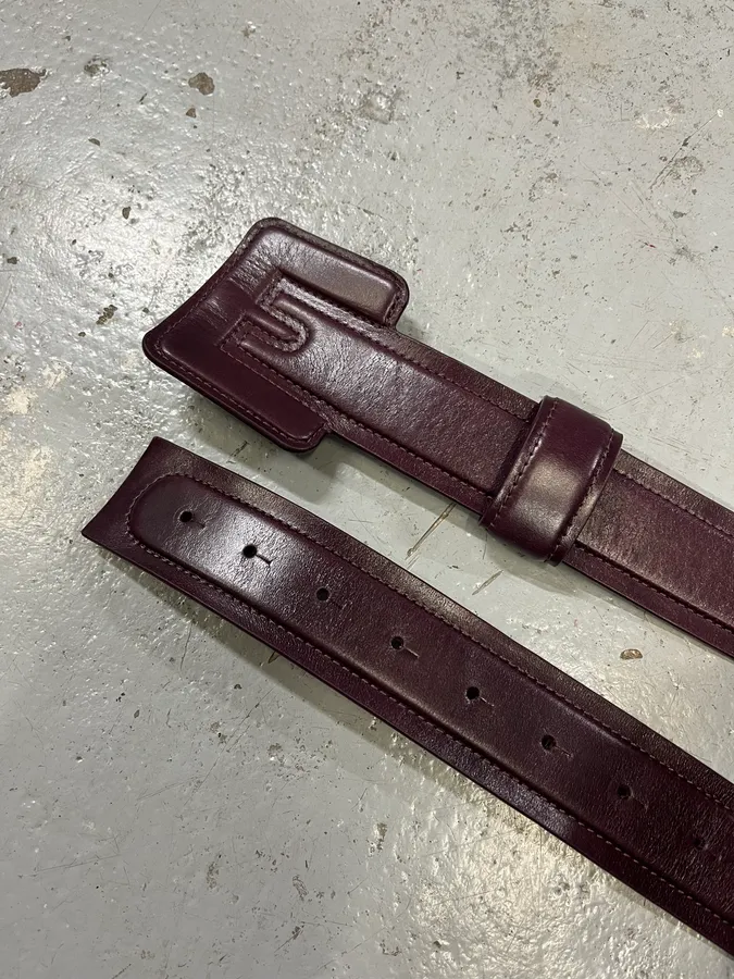 Maison Margiela Burgundy Leather Belt - Image 4