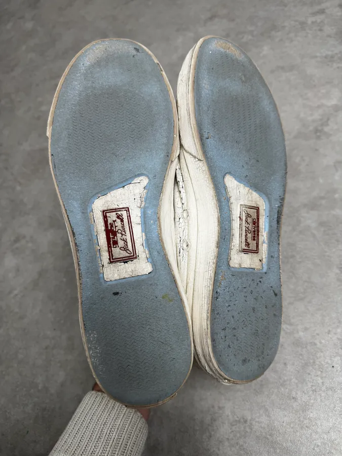 Maison Margiela Converse White Painted Cracked Leather Sneakers - Image 6