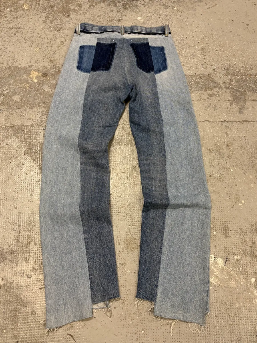 Maison Margiela Destructured Two Tone Blue Denim Jeans