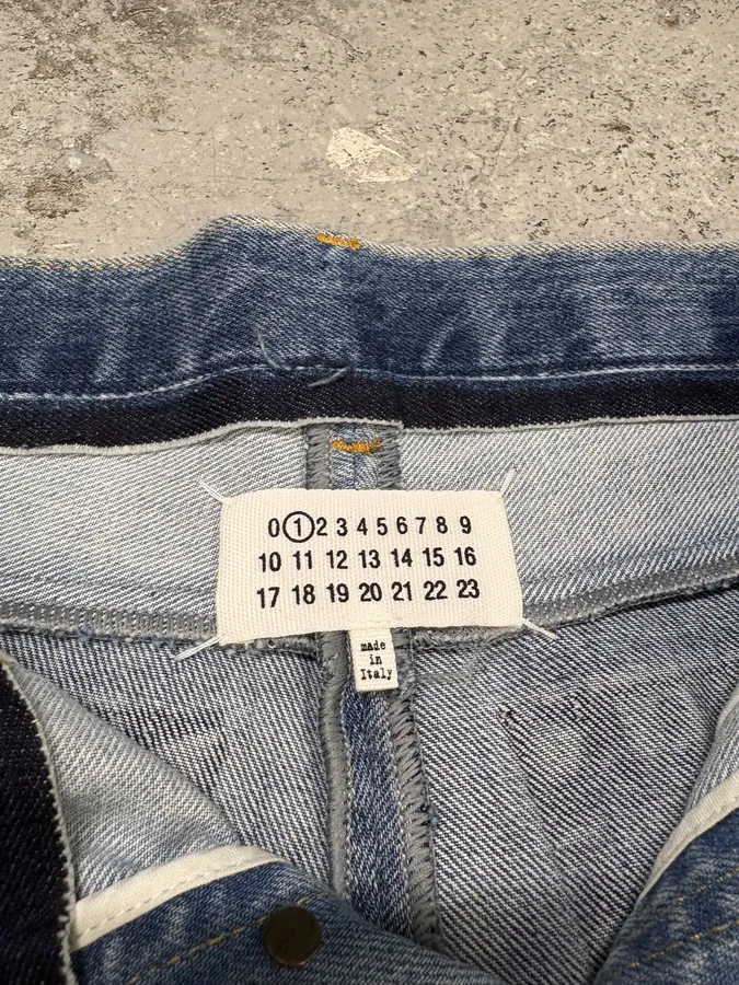Maison Margiela Destructured Two Tone Blue Denim Jeans - Image 10