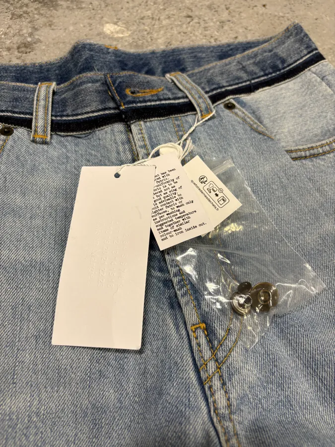 Maison Margiela Destructured Two Tone Blue Denim Jeans - Image 12