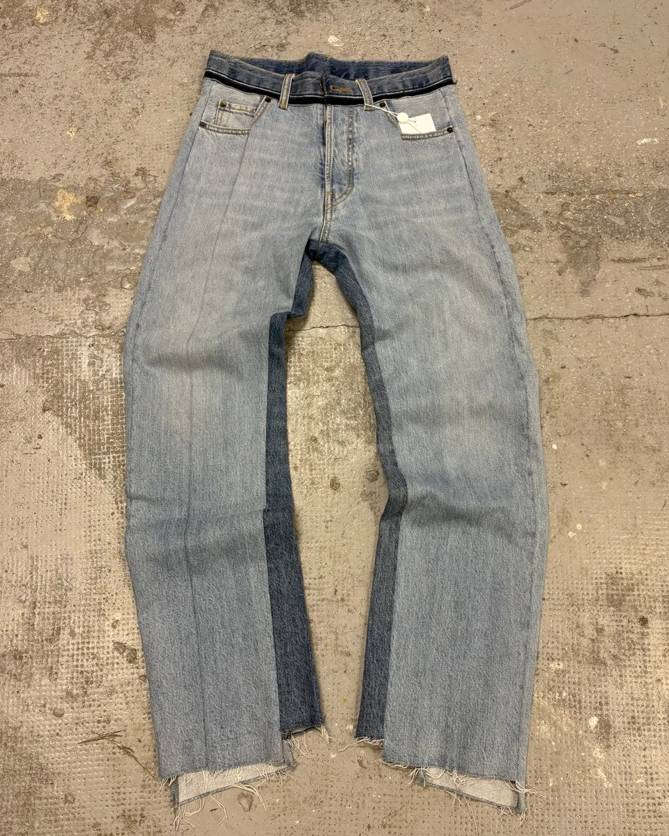 Maison Margiela Destructured Two Tone Blue Denim Jeans - Image 2