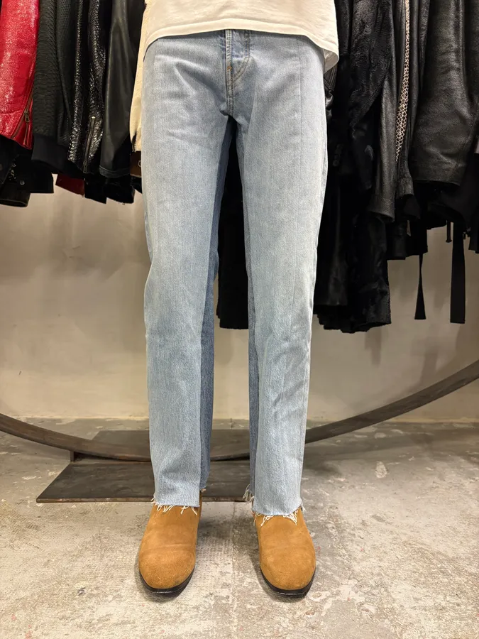 Maison Margiela Destructured Two Tone Blue Denim Jeans - Image 3