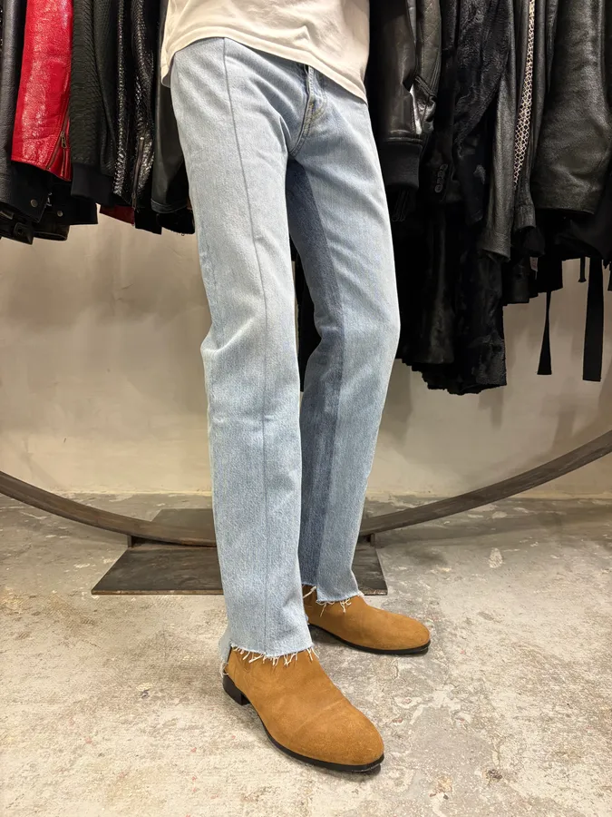 Maison Margiela Destructured Two Tone Blue Denim Jeans - Image 4