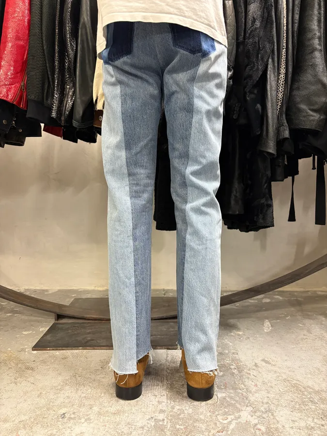 Maison Margiela Destructured Two Tone Blue Denim Jeans - Image 5