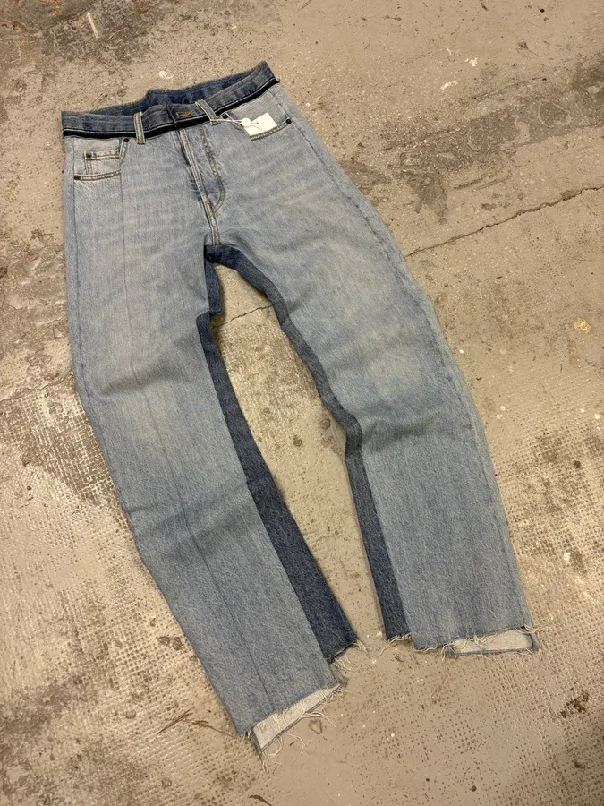 Maison Margiela Destructured Two Tone Blue Denim Jeans - Image 6