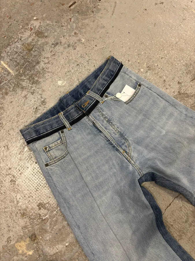 Maison Margiela Destructured Two Tone Blue Denim Jeans - Image 7