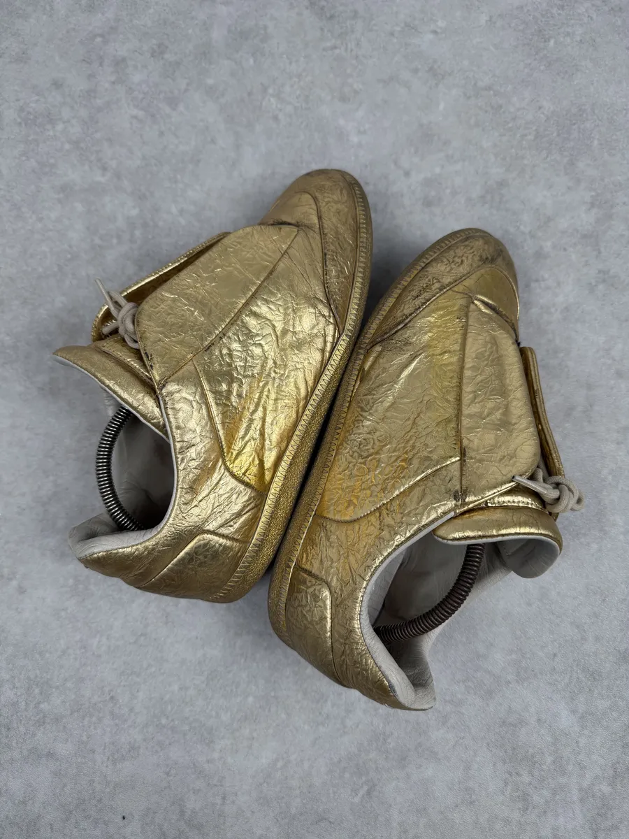 Maison Margiela Future Gold Patina Leather Sneakers - Image 3