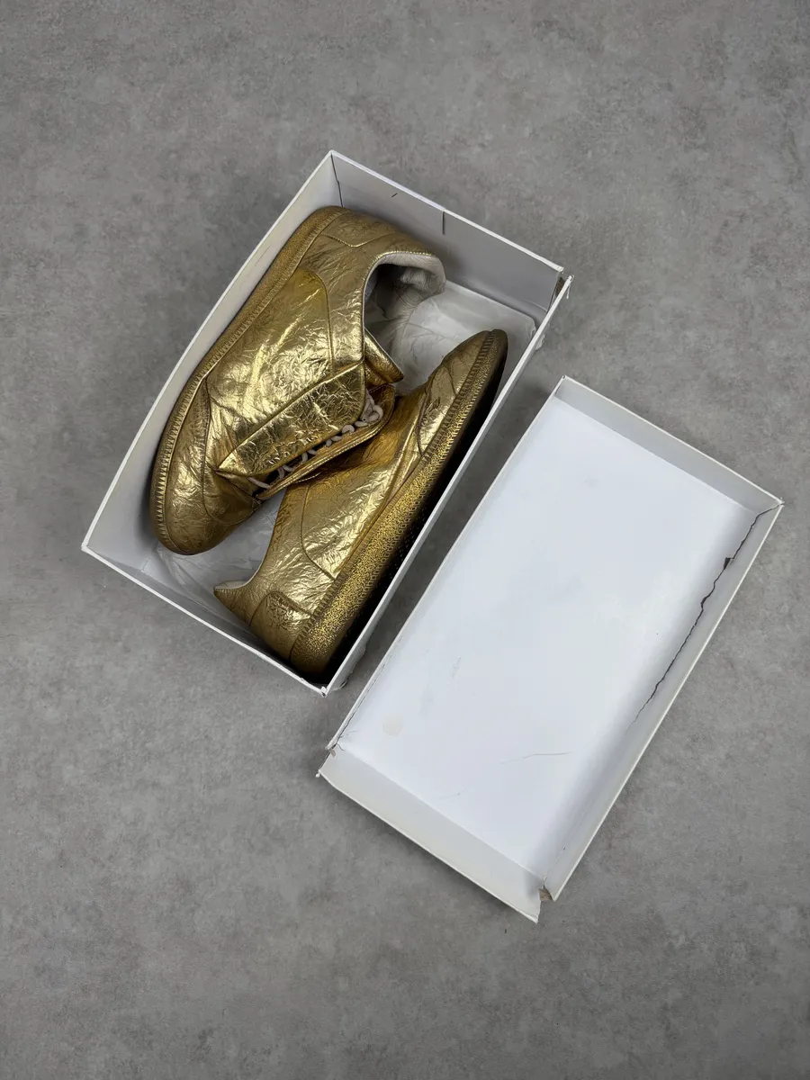 Maison Margiela Future Gold Patina Leather Sneakers - Image 7