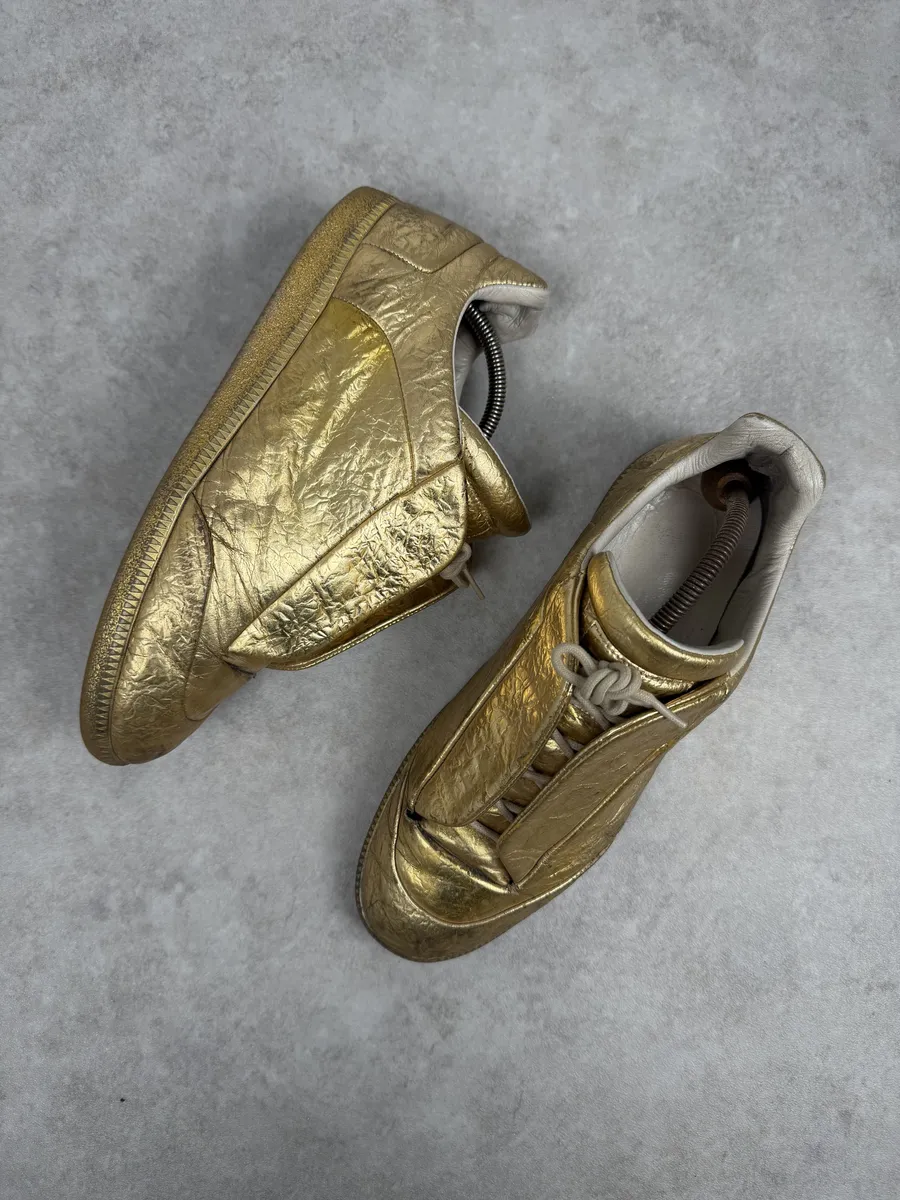 Maison Margiela Future Gold Patina Leather Sneakers - Image 9