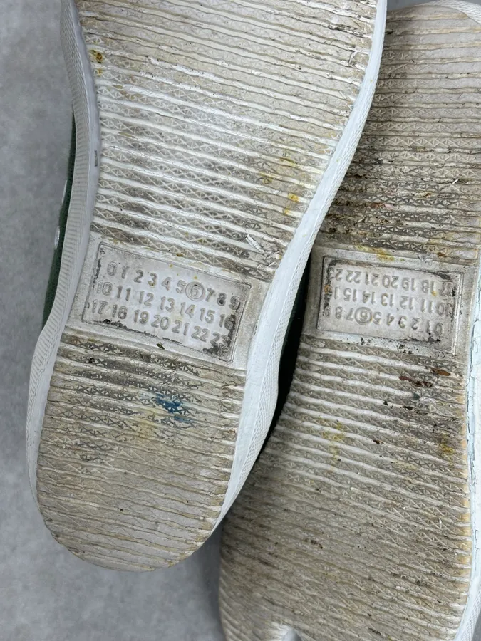Maison Margiela Green Canvas Tabi Split Toe Sneakers - Image 14