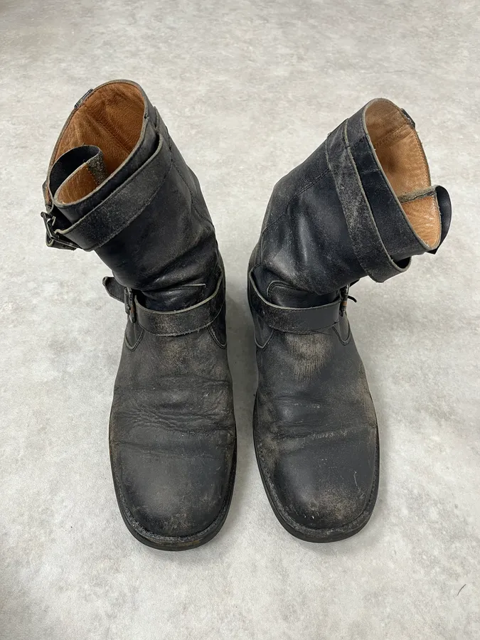 Maison Margiela Grey Eroded Leather Ankle Boots - Image 2