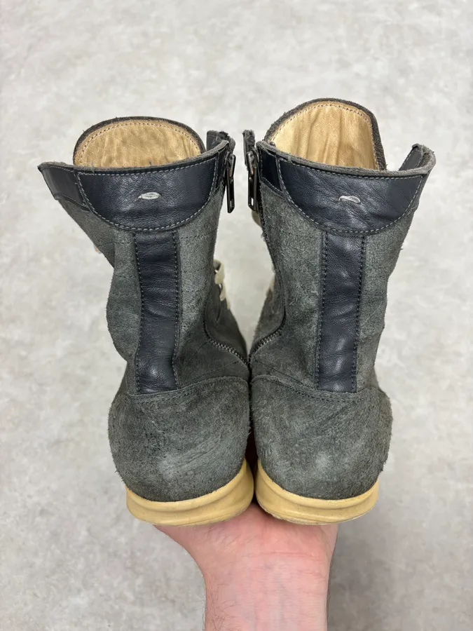 Maison Margiela Grey Suede Leather Brutalist High Shoes - Image 7