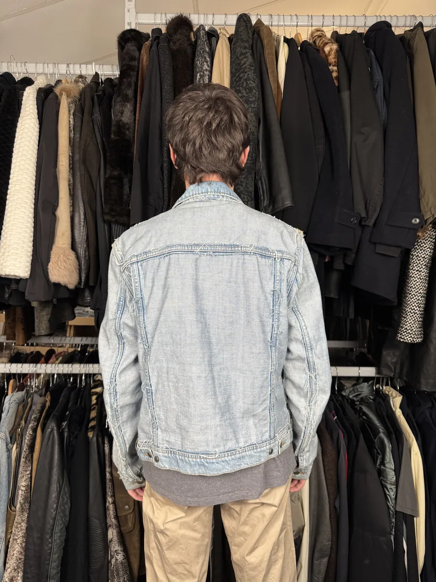 Maison Margiela H&M Blue Distressed Denim Jacket - Image 4