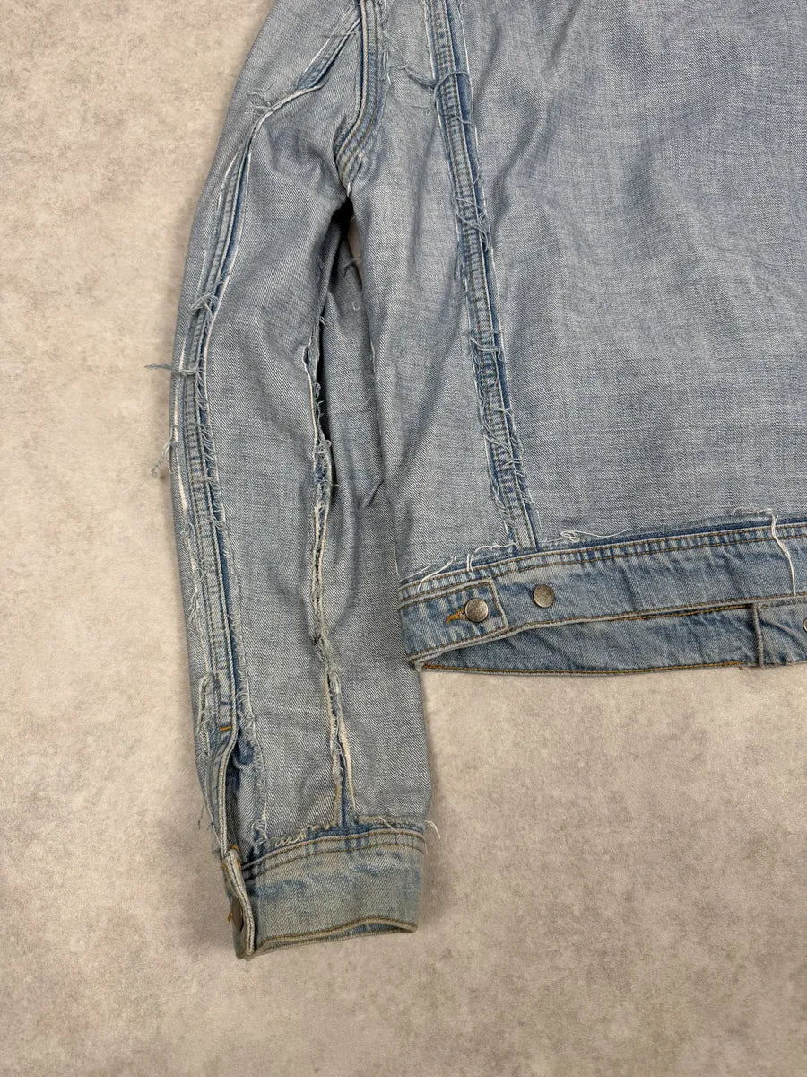 Maison Margiela H&M Blue Distressed Denim Jacket - Image 9