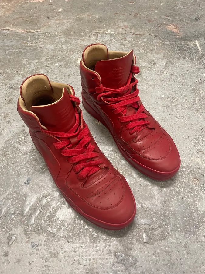 Maison Margiela High Red Leather Avant-Garde Shoes - Image 4
