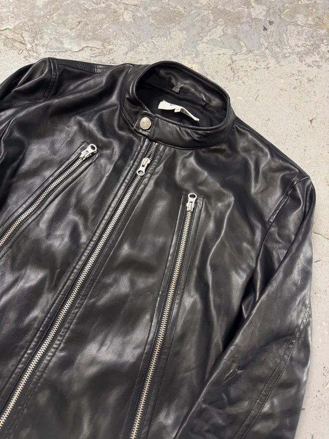 Maison Margiela MM6 5-Zip Biker Black Faux Leathet Jacket - Image 21