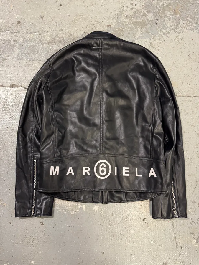 Maison Margiela MM6 5-Zip Biker Black Faux Leathet Jacket - Image 23