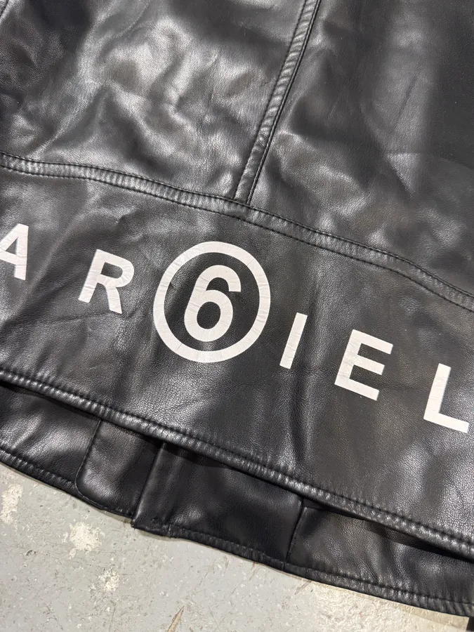 Maison Margiela MM6 5-Zip Biker Black Faux Leathet Jacket - Image 25