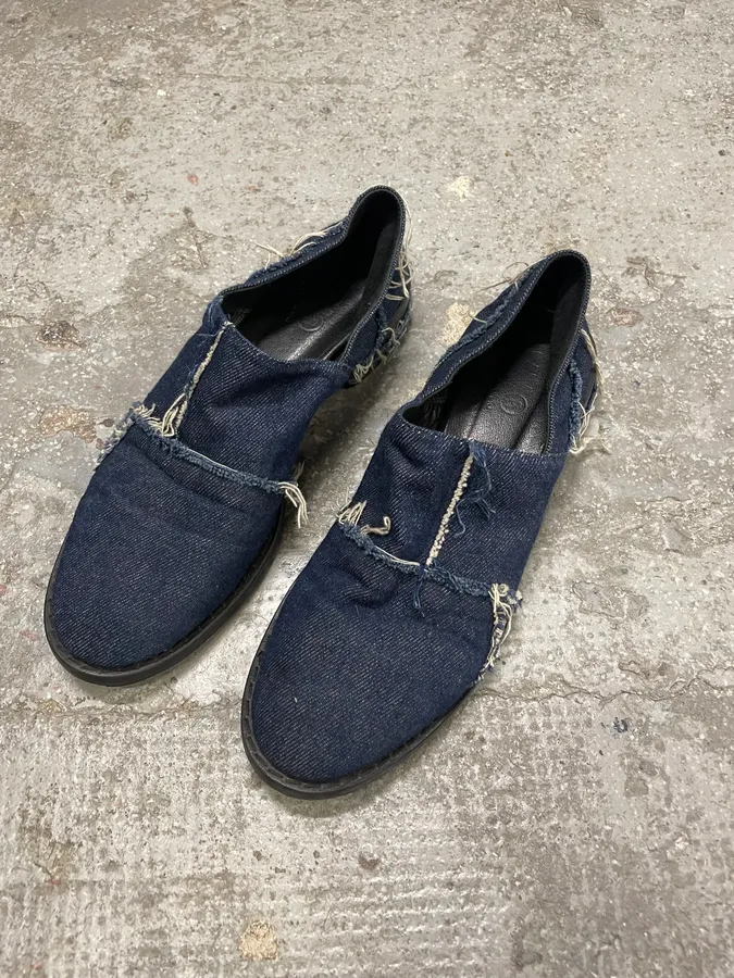 Maison Margiela MM6 Blue Denim Jeans Derbys Shoes - Image 3