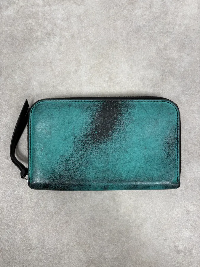 Maison Margiela MM6 Turquoise Spray Leather Wallet - Image 2