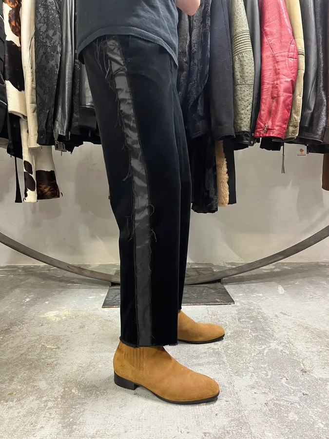 Maison Margiela MM6 Velvet Distressed Lines Pants - Image 6