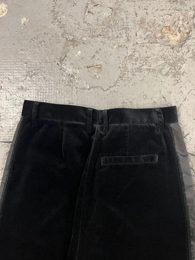 Maison Margiela MM6 Velvet Distressed Lines Pants - Image 9