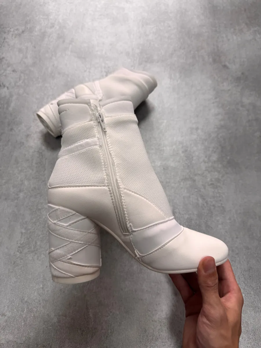 Maison Margiela MM6 White Embossed Logo Ankle Boots - Image 4