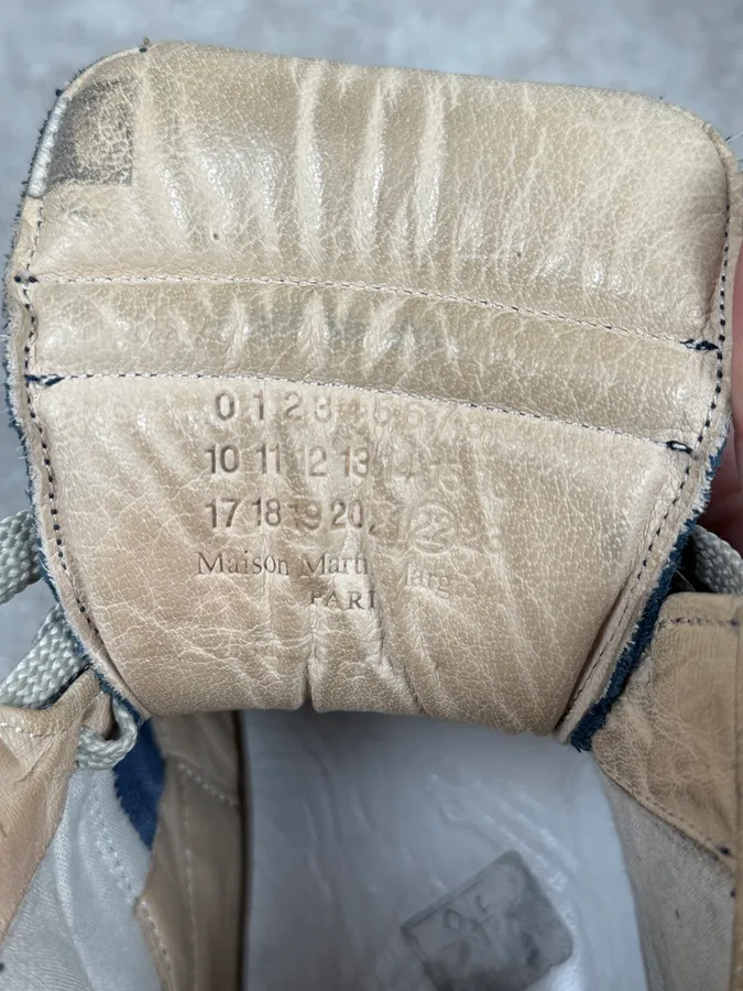 Maison Margiela Navy Blue Satin & Suede Leather Gum High Sneakers - Image 6
