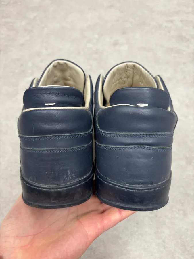 Maison Margiela Navy Leather Sneakers - Image 6