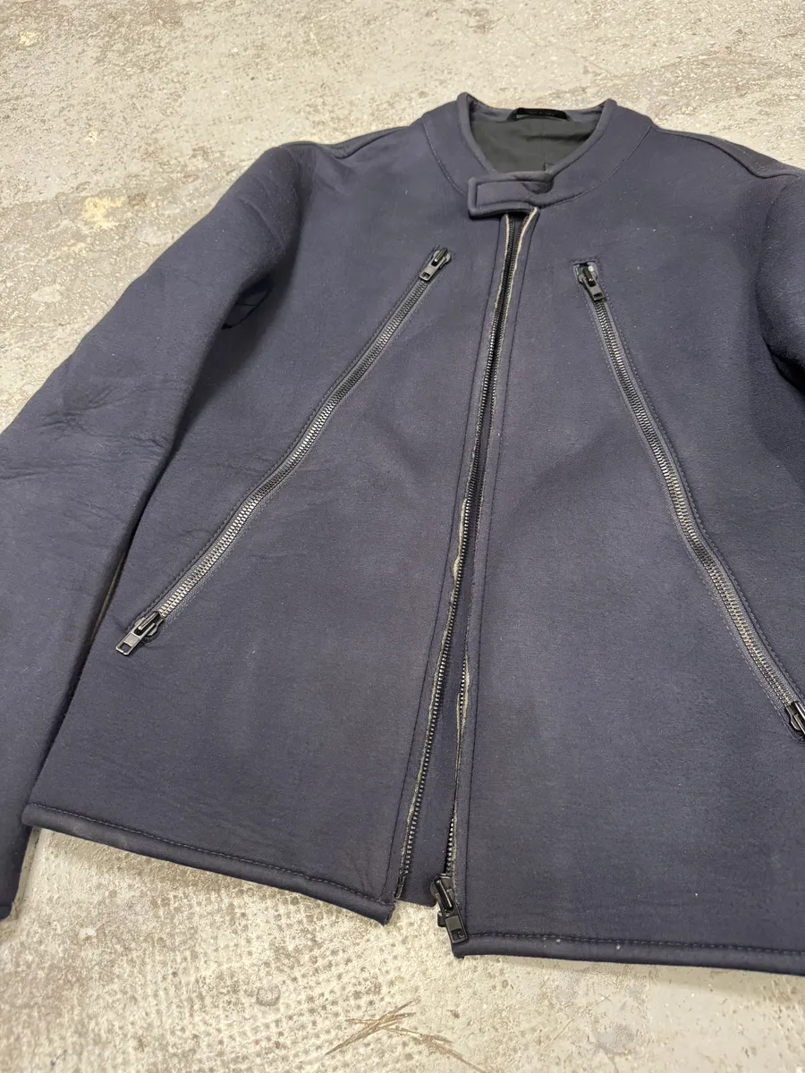 Maison Margiela Navy Neoprene 5 Zips Jacket - Image 8