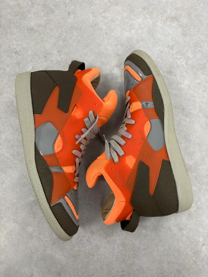 Maison Margiela Orange & Grey High Leather Sneakers - Image 5