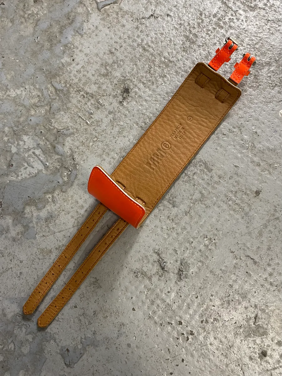 Maison Margiela Orange Leather Armband - Image 6