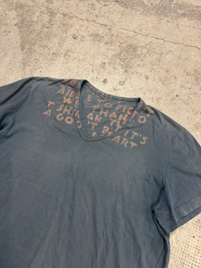 Maison Margiela Poem V Neck Blue Grey T-Shirt - Image 4