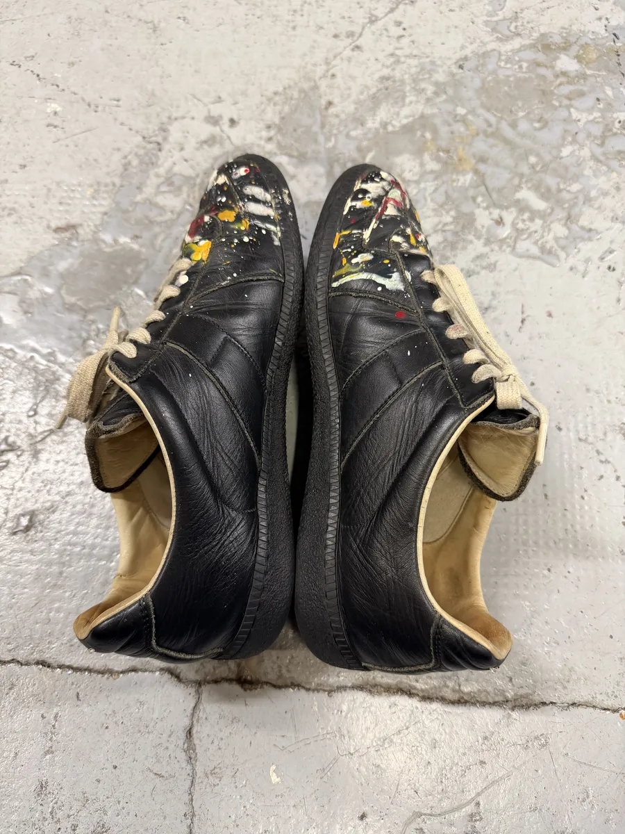 Maison Margiela Replica Black Painted Leather Sneakers - Image 5