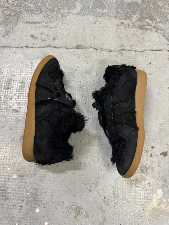 Maison Margiela Replica Black Plushed Fur Gatts Shoes - Image 5