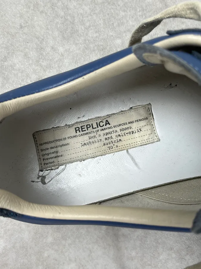 Maison Margiela Replica Blue Suede Leather Sneakers - Image 8