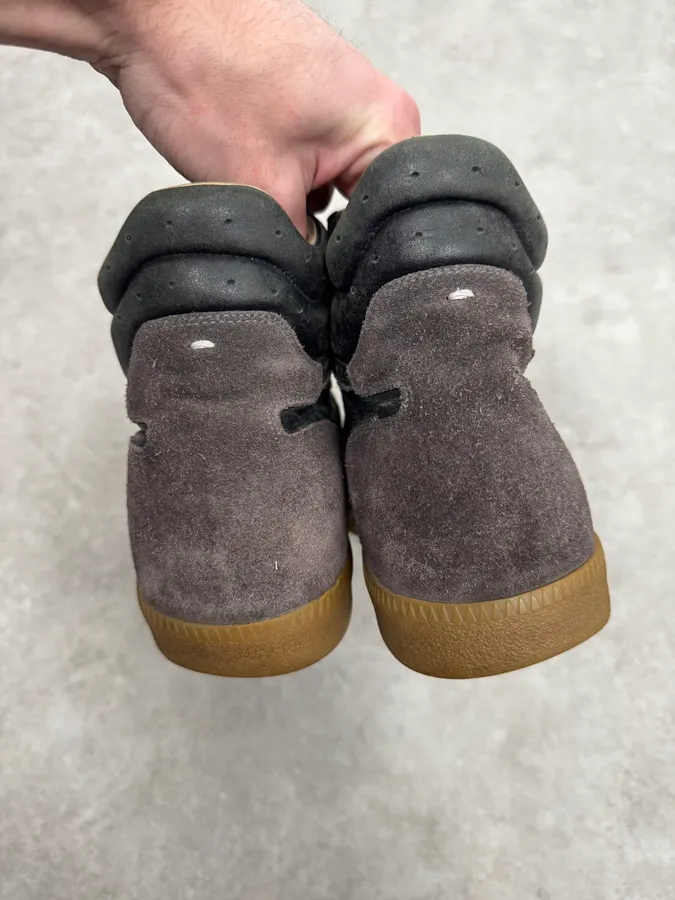 Maison Margiela Replica Brown & Black Leather Velcro High Sneakers - Image 5