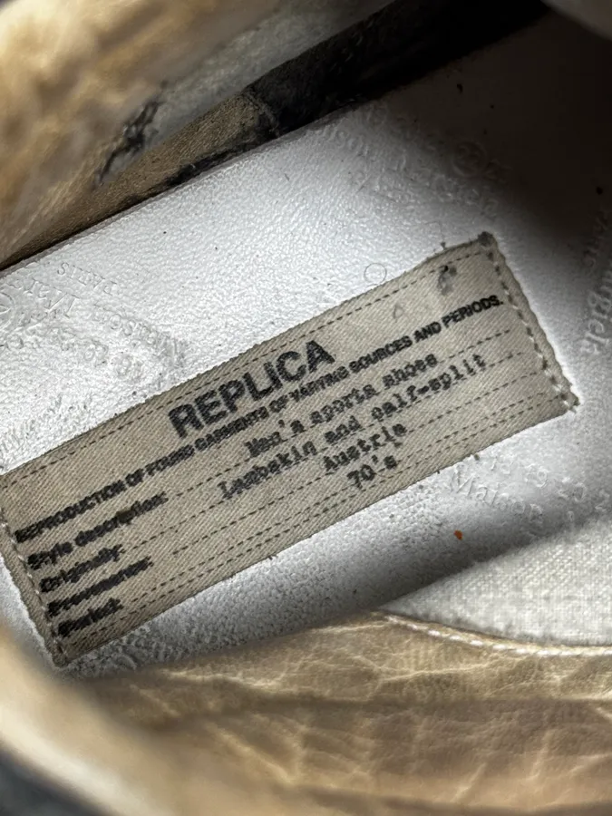 Maison Margiela Replica Brown & Black Leather Velcro High Sneakers - Image 7