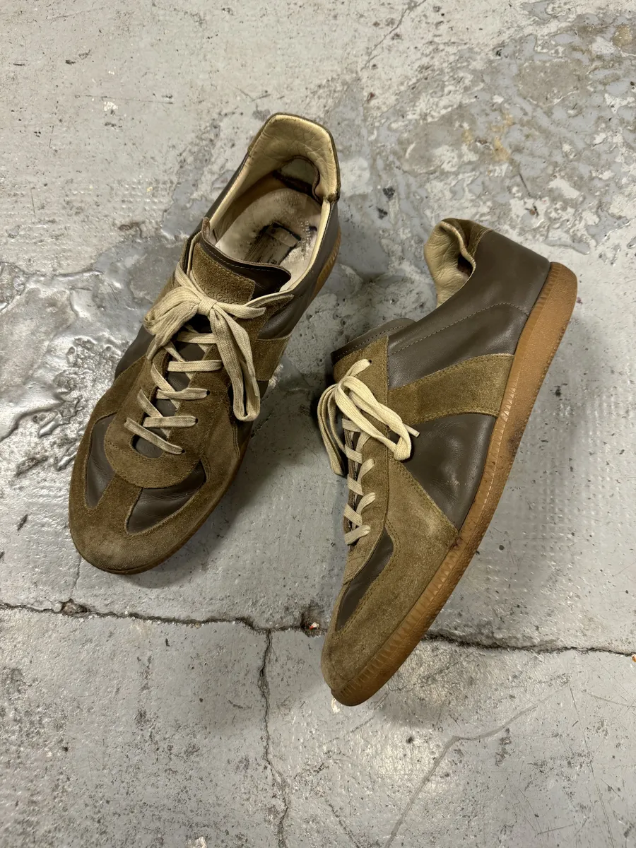 Maison Margiela Replica Brown Leather Army Sneakers - Image 2