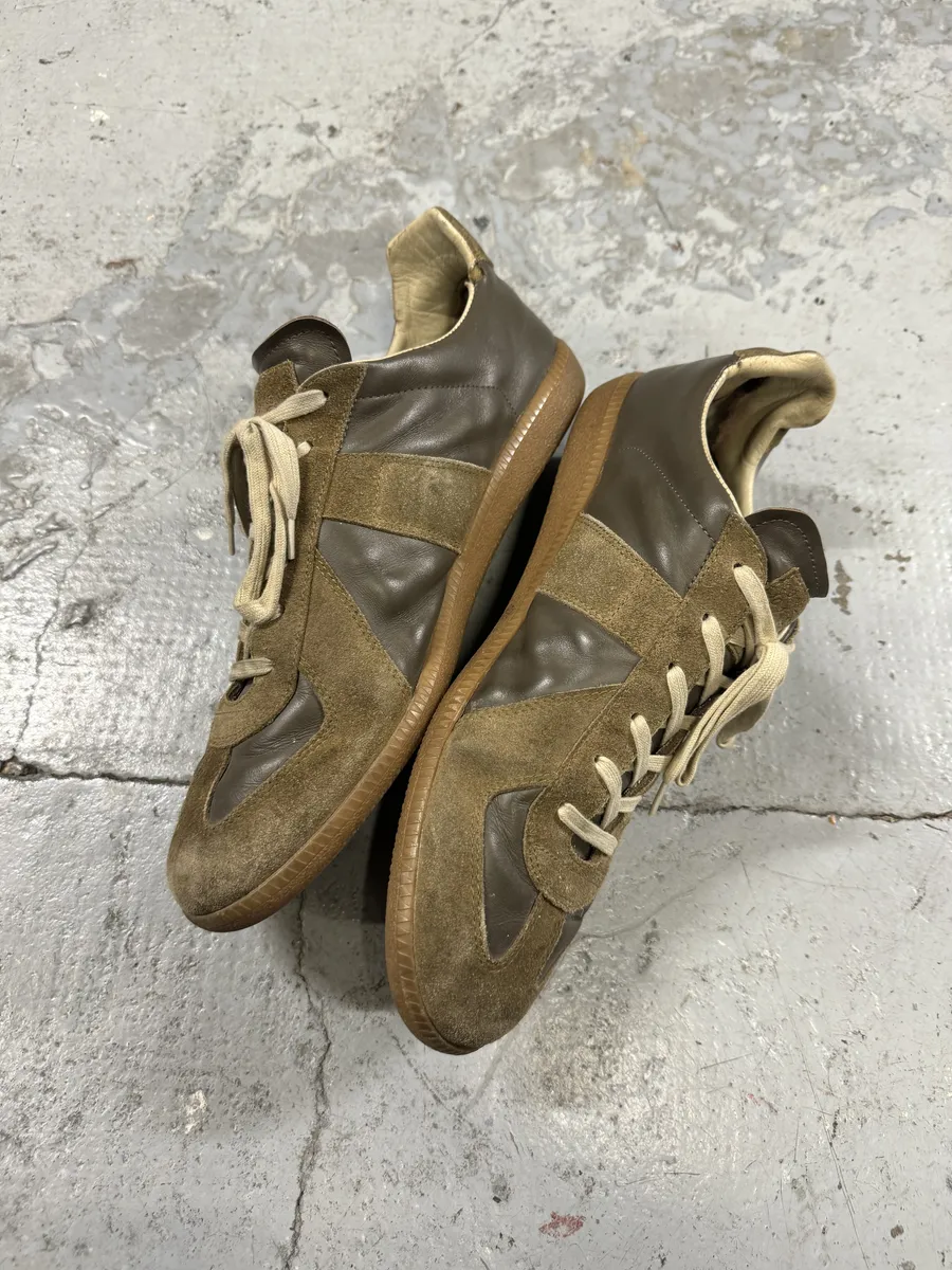 Maison Margiela Replica Brown Leather Army Sneakers - Image 3