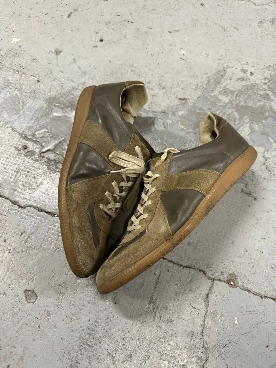 Maison Margiela Replica Brown Leather Army Sneakers - Image 4
