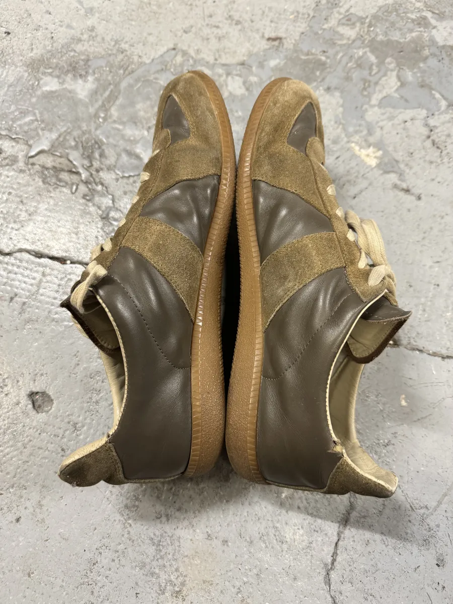 Maison Margiela Replica Brown Leather Army Sneakers - Image 5