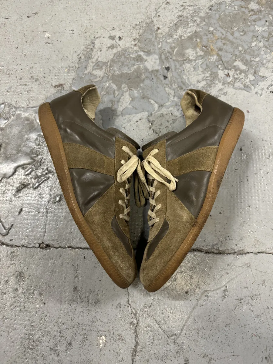 Maison Margiela Replica Brown Leather Army Sneakers - Image 6