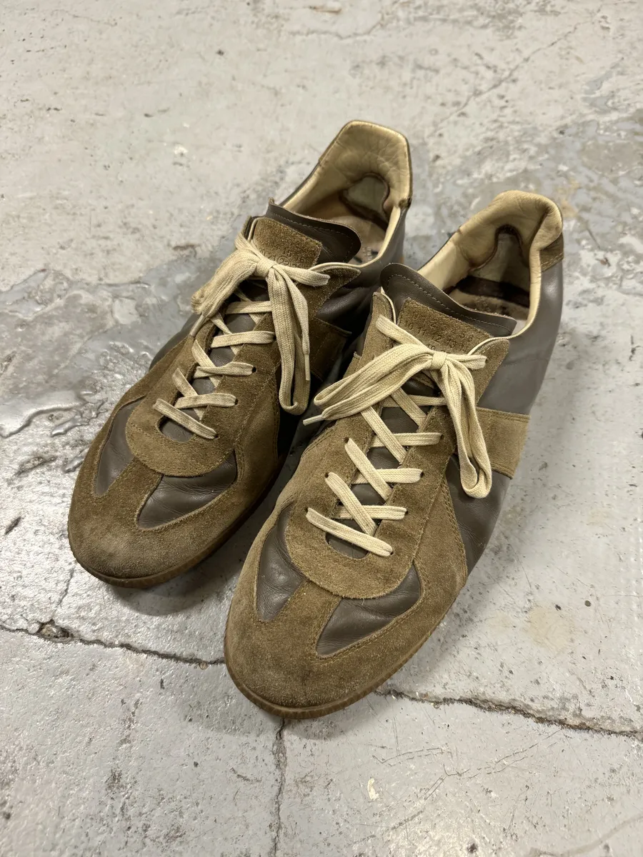 Maison Margiela Replica Brown Leather Army Sneakers - Image 7