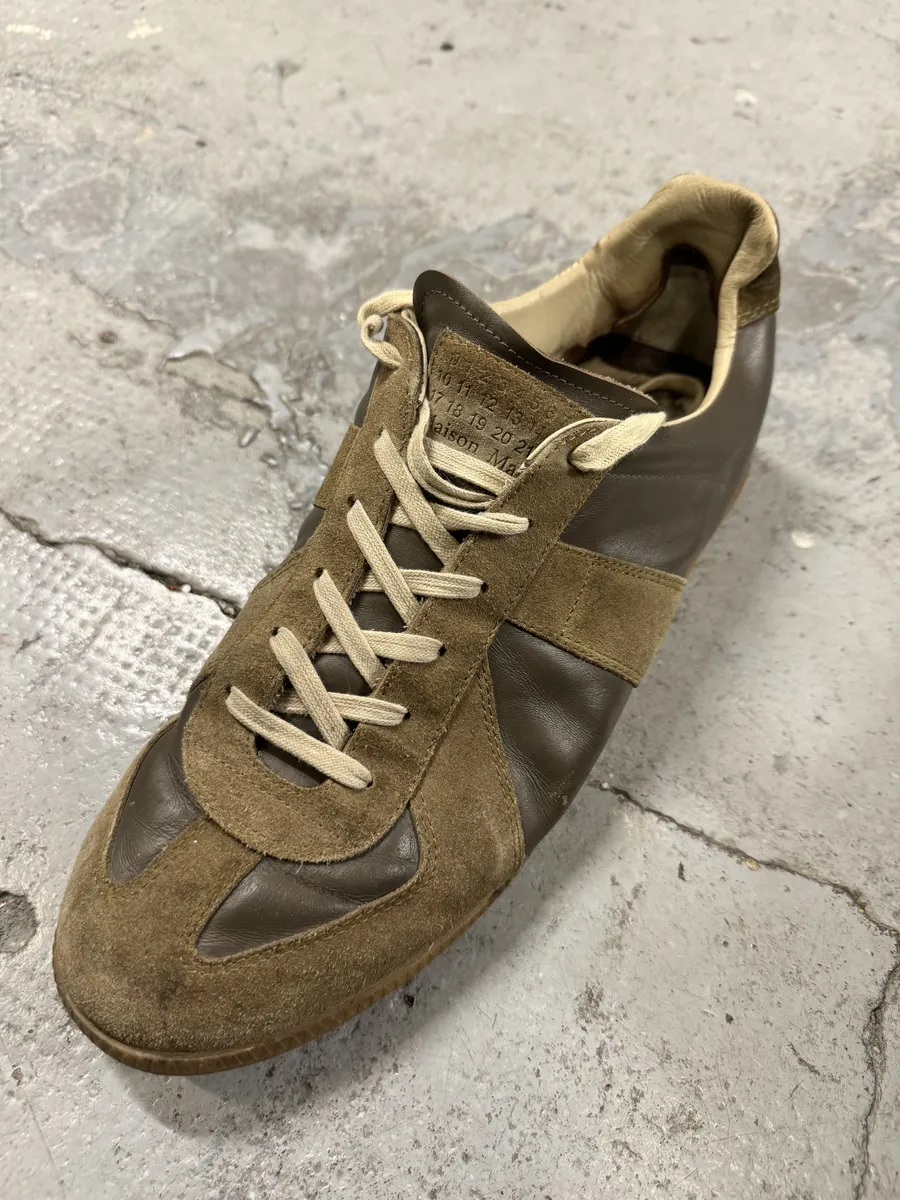 Maison Margiela Replica Brown Leather Army Sneakers - Image 8