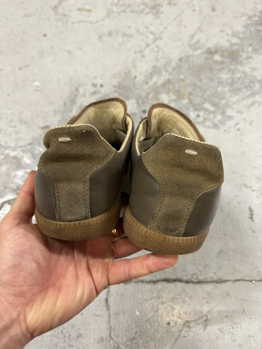 Maison Margiela Replica Brown Leather Army Sneakers - Image 9