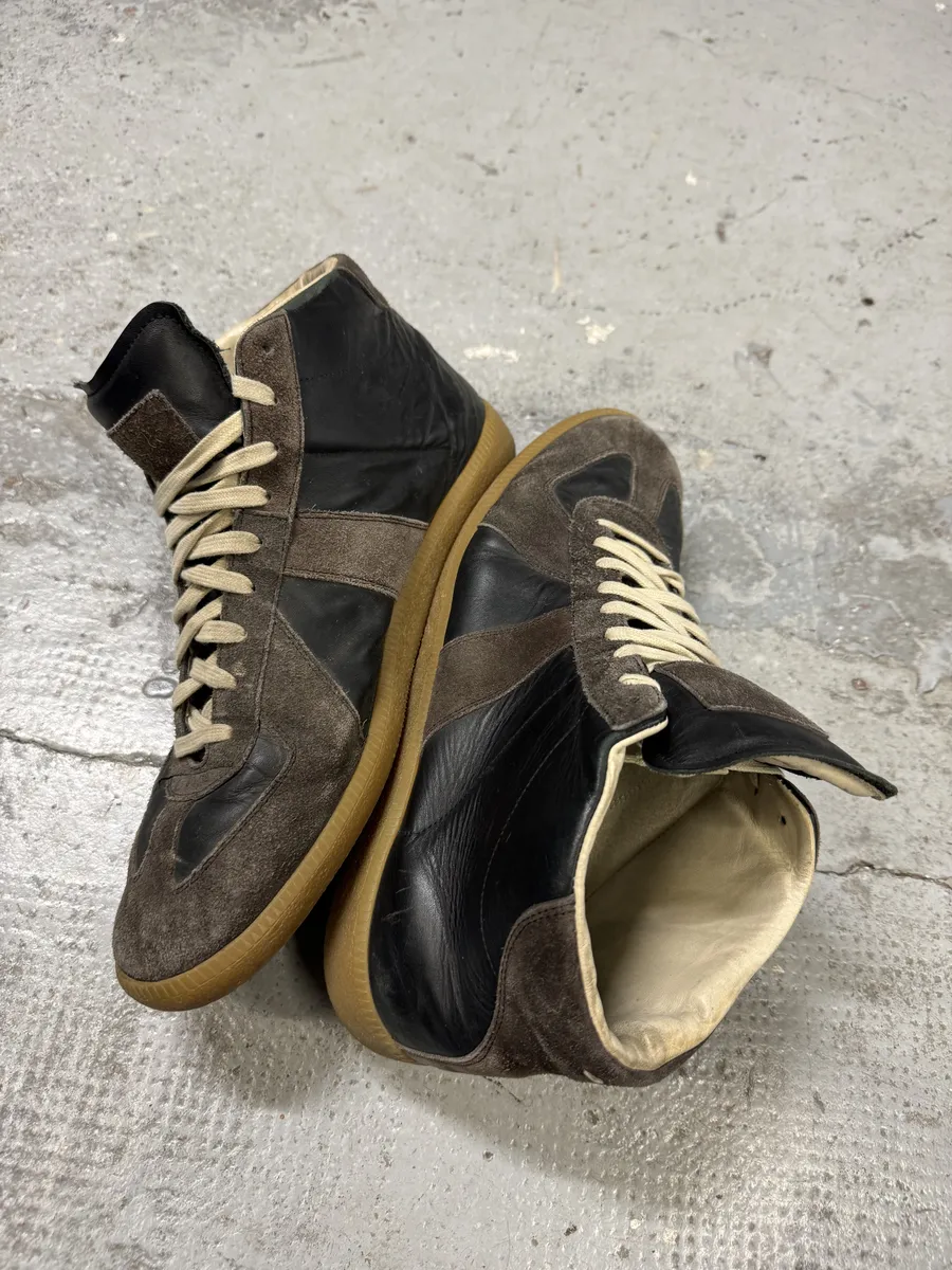 Maison Margiela Replica Brown Leather High Gats Sneakers - Image 7